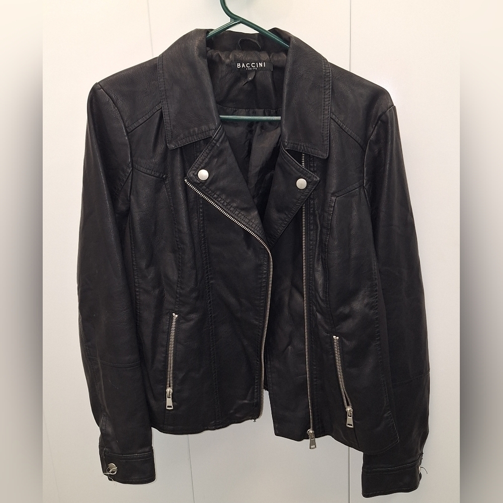 Baccani Black Faux Leather Jacket Large